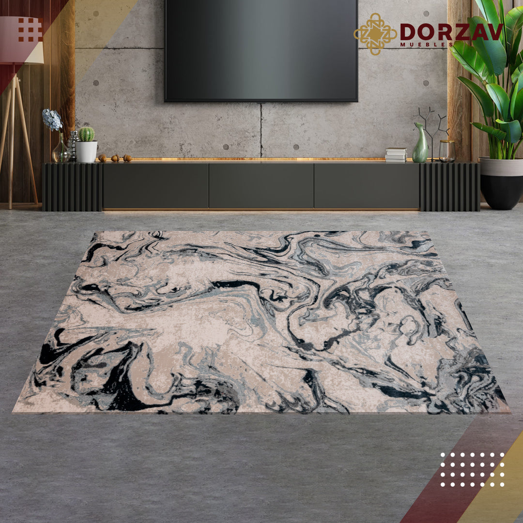 Tapete Decorativo Belma U6022 Plata / Negro – Abstracto · Interior
