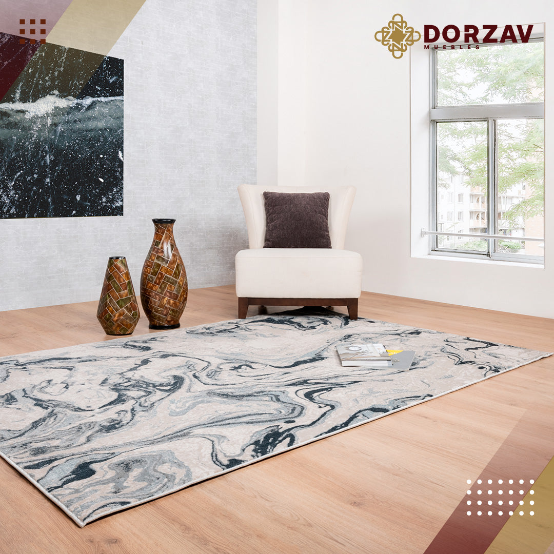Tapete Decorativo Belma U6022 Plata / Negro – Abstracto · Interior