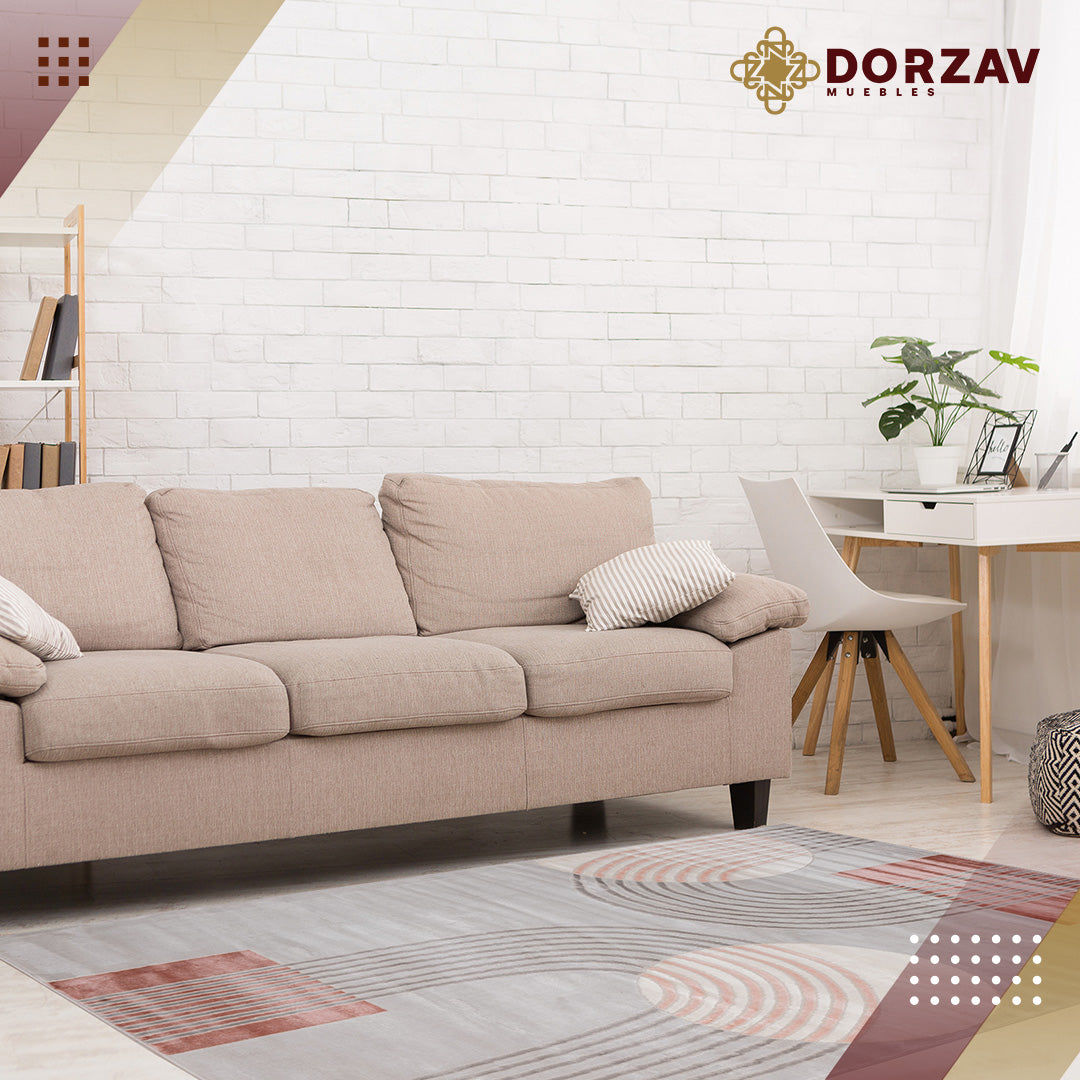 Tapete Decorativo Betsi U5020 Crema / Rosa – Geométrico · Interior