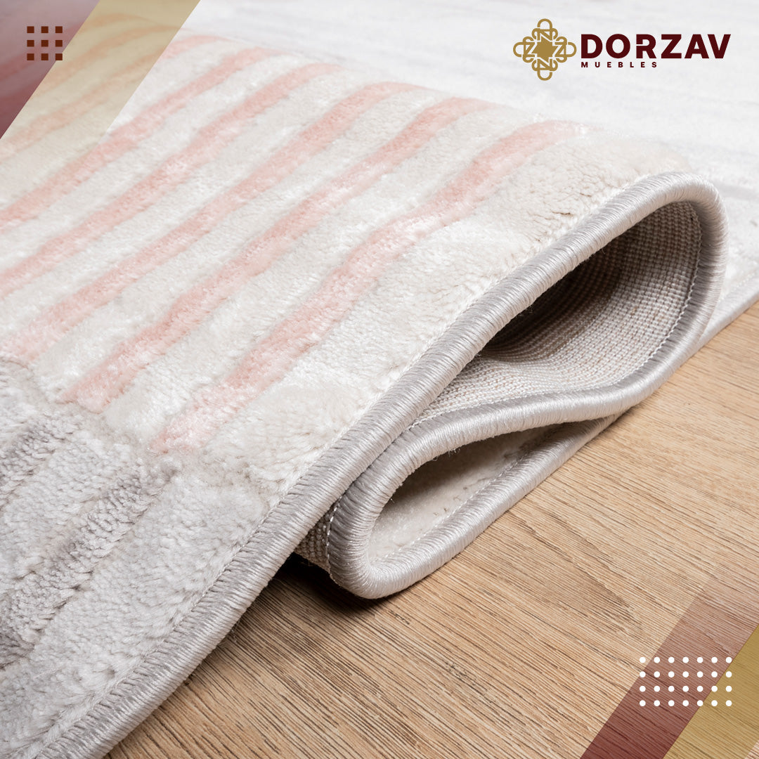 Tapete Decorativo Betsi U5020 Crema / Rosa – Geométrico · Interior