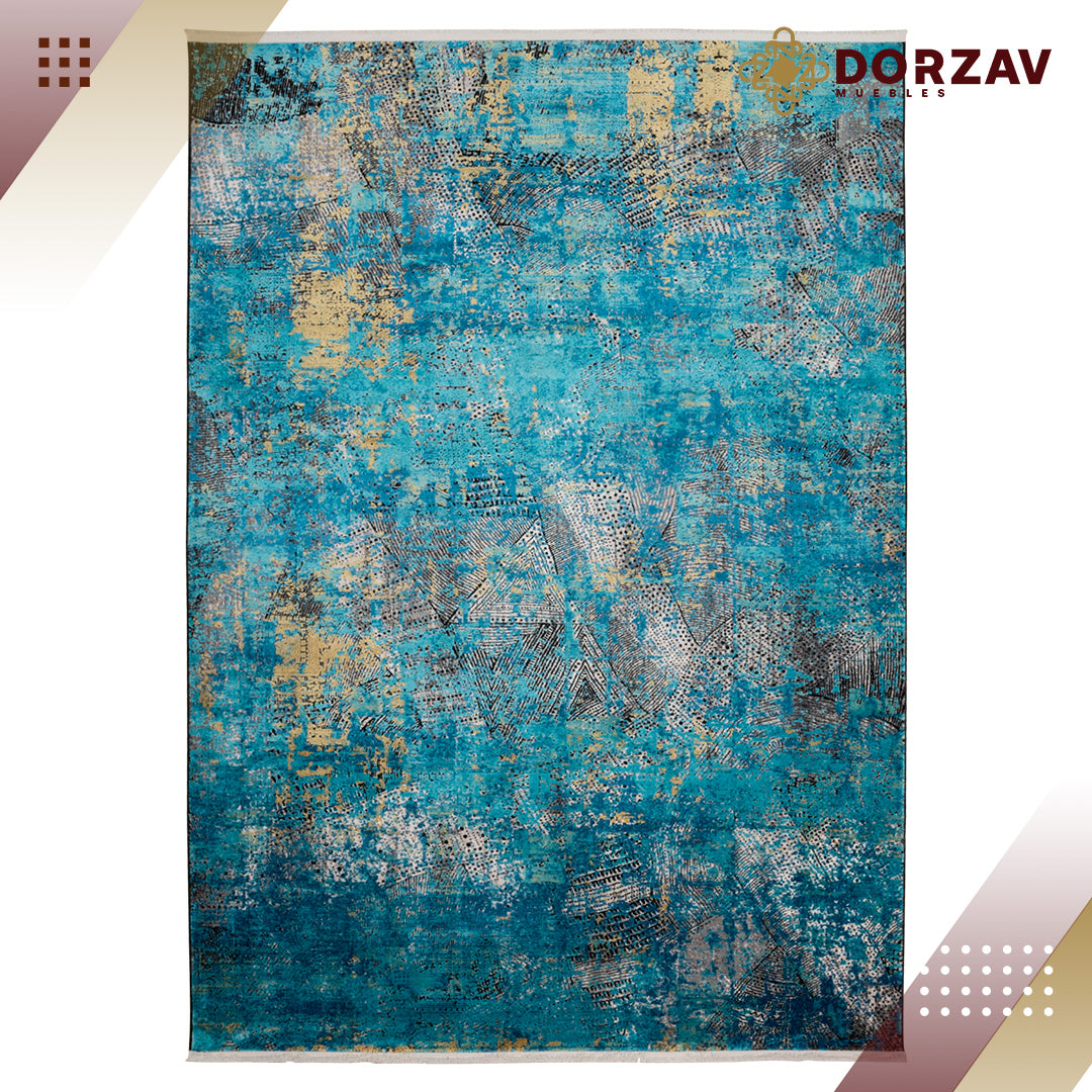 Tapete Decorativo Civita T2265 Turquesa / Gris – Abstracto · Interior