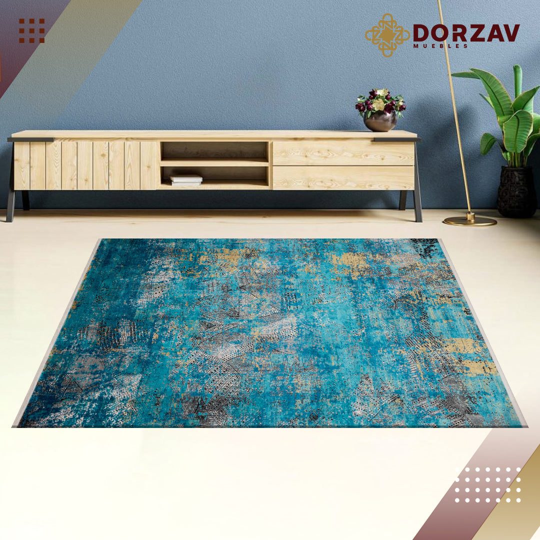 Tapete Decorativo Civita T2265 Turquesa / Gris – Abstracto · Interior