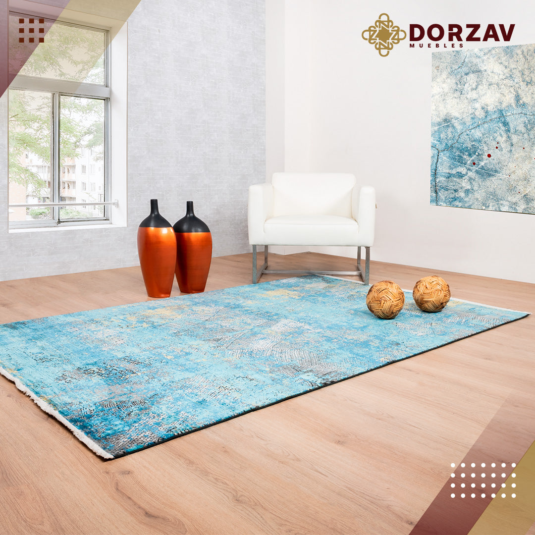 Tapete Decorativo Civita T2265 Turquesa / Gris – Abstracto · Interior