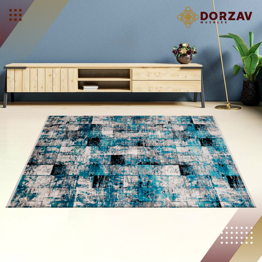 Tapete Decorativo Civita T2266 Turquesa / Gris – Abstracto · Interior
