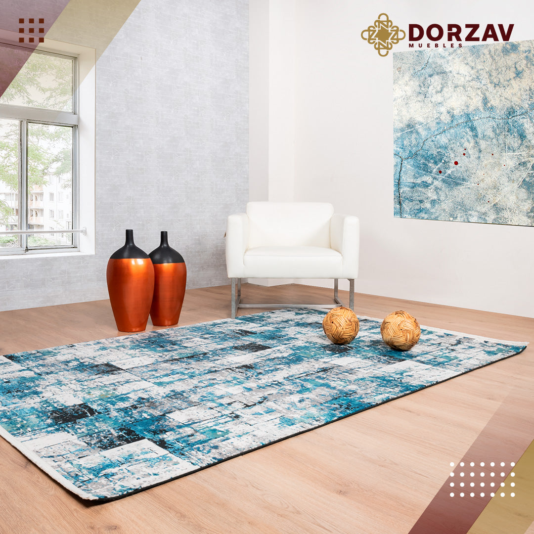 Tapete Decorativo Civita T2266 Turquesa / Gris – Abstracto · Interior