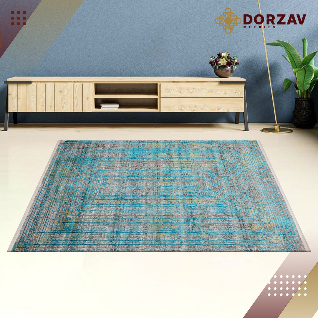 Tapete Decorativo Civita T2269 Turquesa / Gris – Abstracto · Interior
