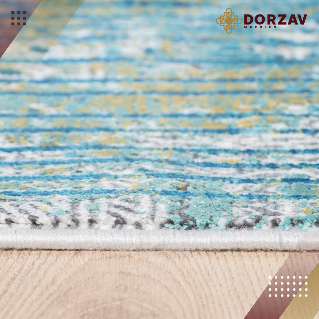 Tapete Decorativo Civita T2269 Turquesa / Gris – Abstracto · Interior