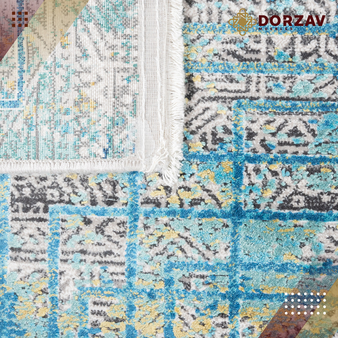 Tapete Decorativo Civita T2269 Turquesa / Gris – Abstracto · Interior