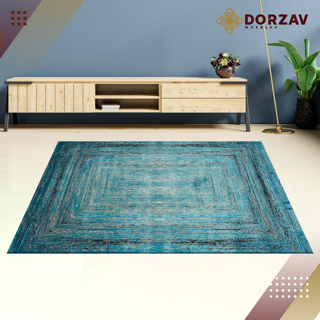 Tapete Decorativo Civita T2274 Turquesa / Gris – Geométrico · Interior