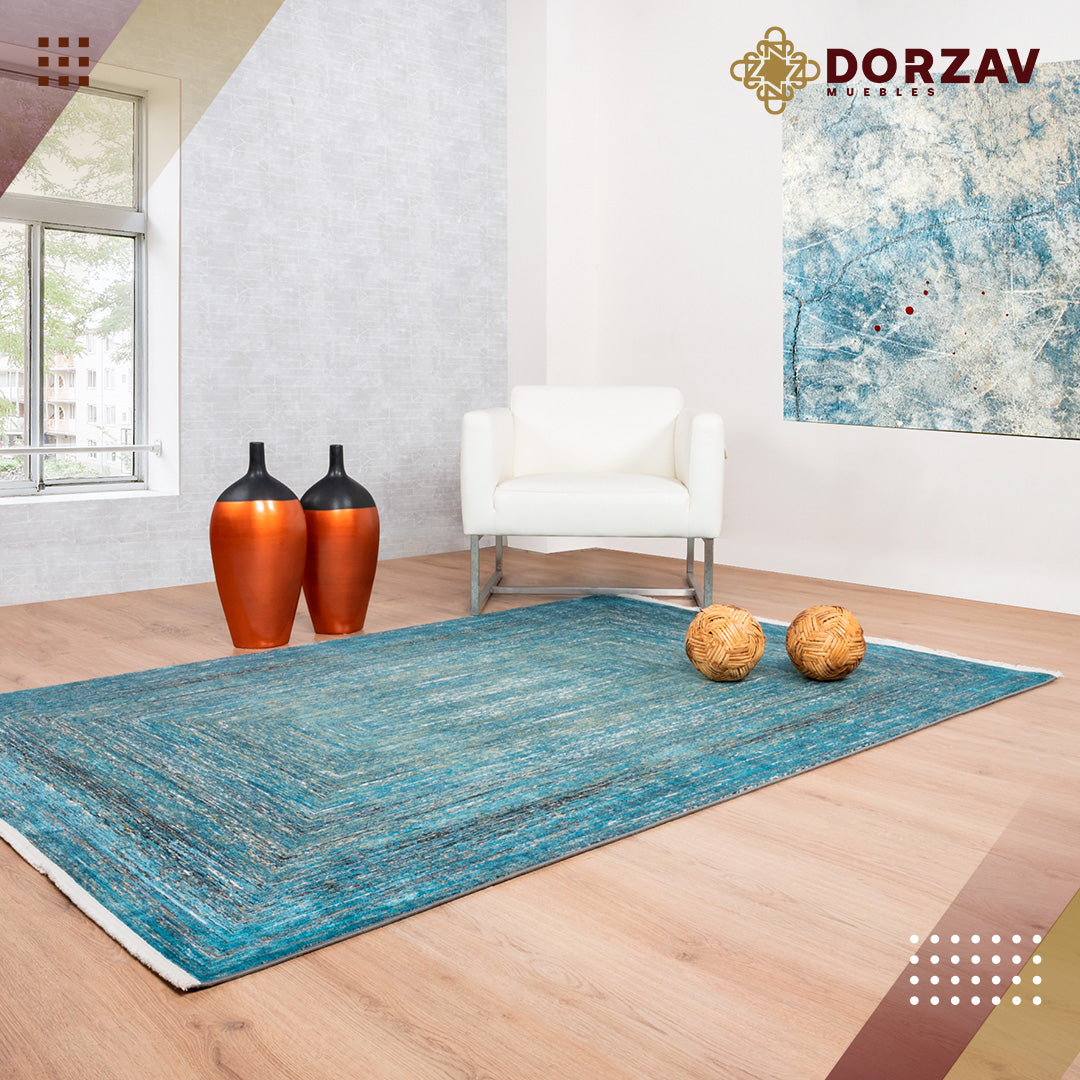 Tapete Decorativo Civita T2274 Turquesa / Gris – Geométrico · Interior
