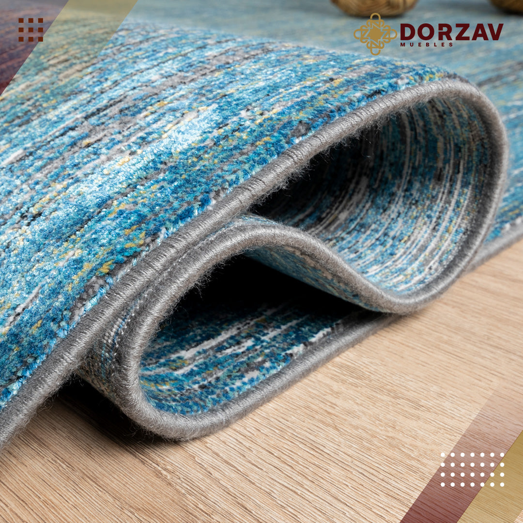 Tapete Decorativo Civita T2274 Turquesa / Gris – Geométrico · Interior