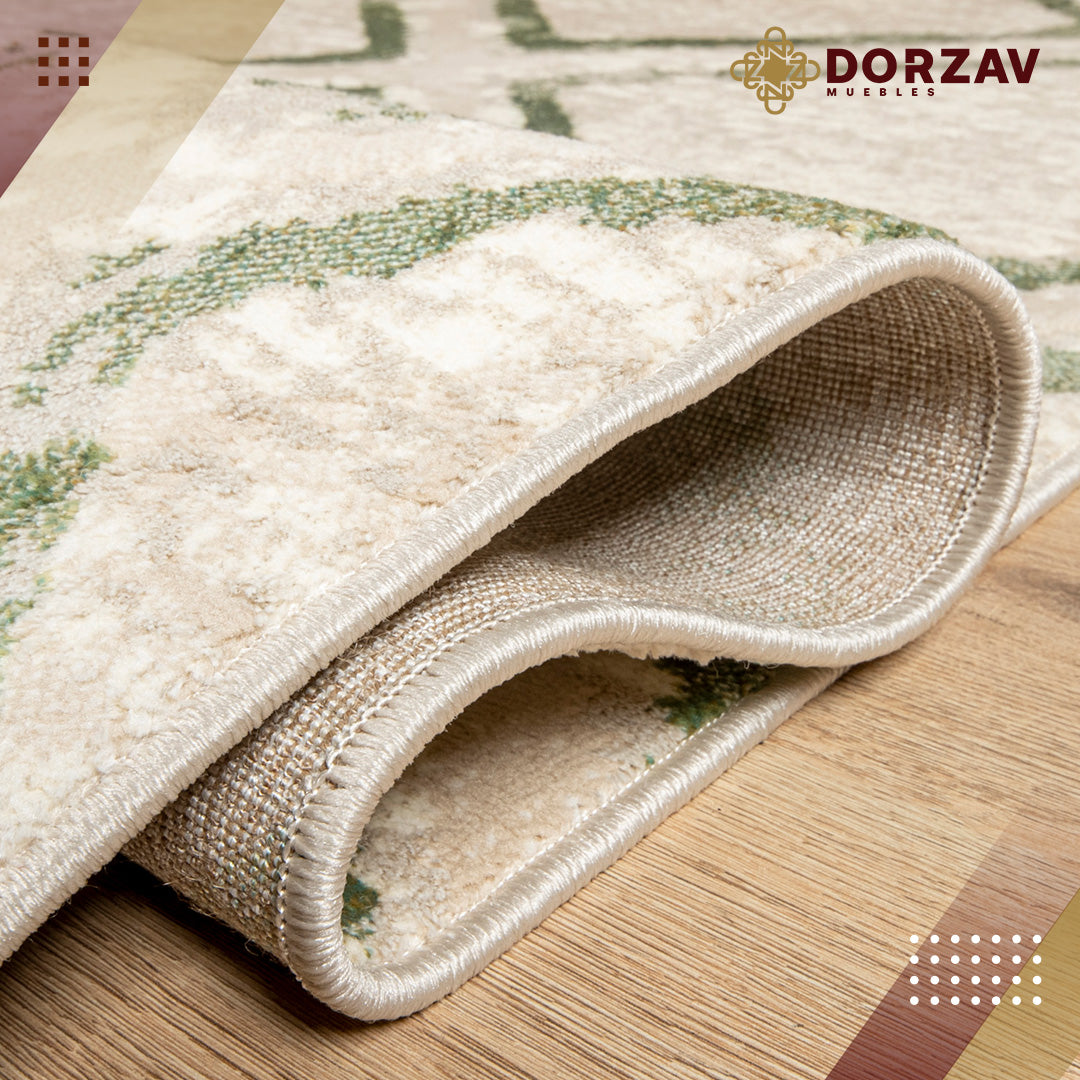 Tapete Decorativo Deniz U7012 Crema / Verde – Geométrico · Interior