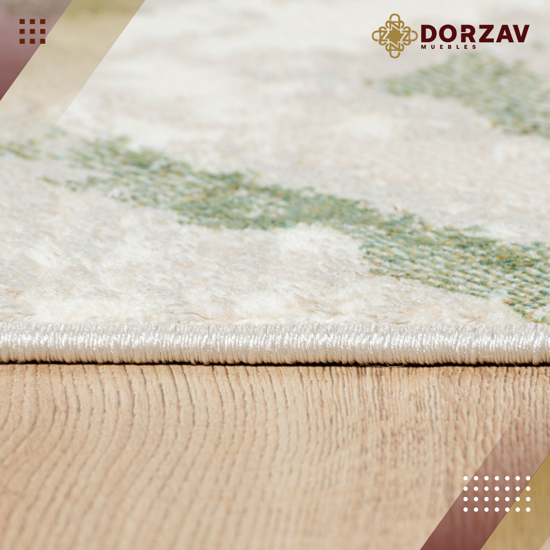 Tapete Decorativo Deniz U7012 Crema / Verde – Geométrico · Interior