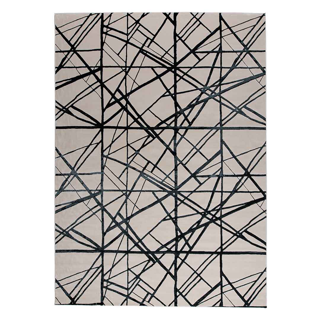 Tapete Decorativo Divan 1038C Ivory / Negro – Geométrico · Interior