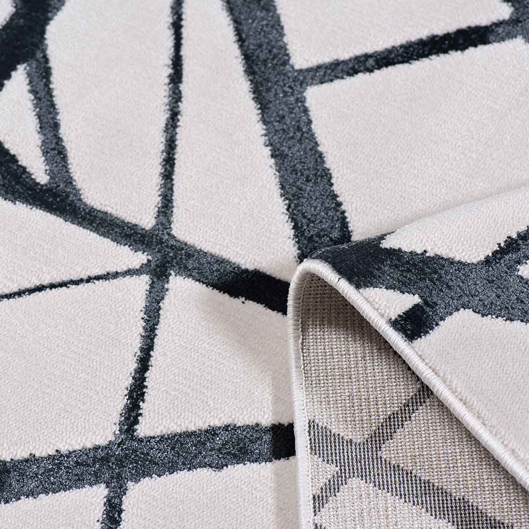 Tapete Decorativo Divan 1038C Ivory / Negro – Geométrico · Interior