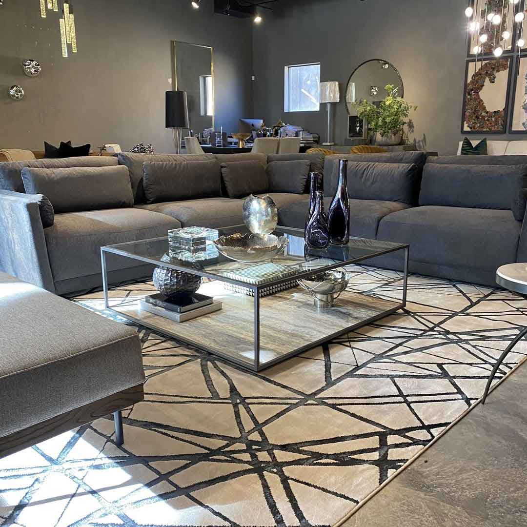 Tapete Decorativo Divan 1038C Ivory / Negro – Geométrico · Interior