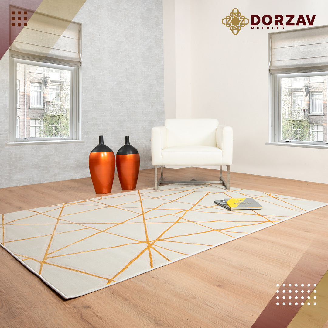 Tapete Decorativo Elif U6029 Oro / Taupe – Geométrico · Interior