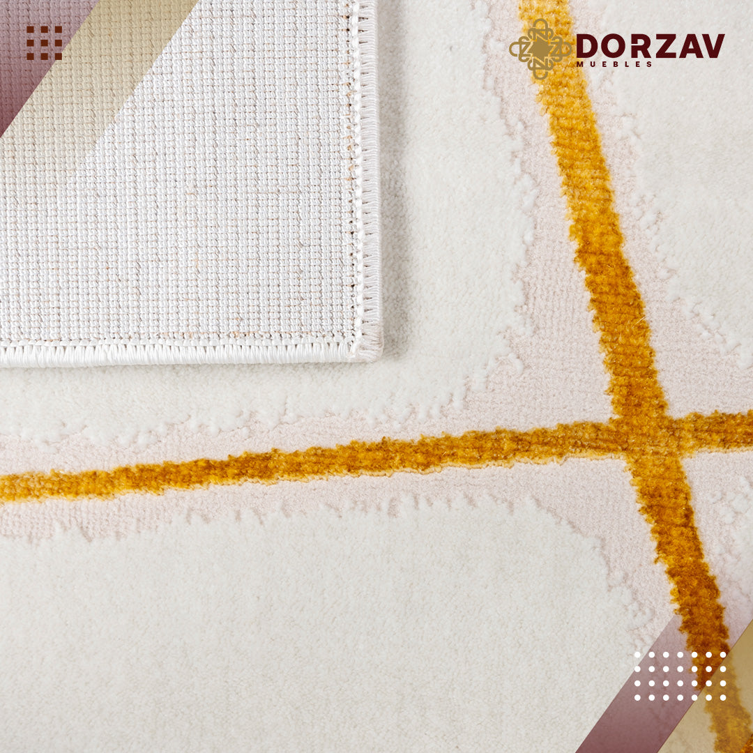 Tapete Decorativo Elif U6029 Oro / Taupe – Geométrico · Interior