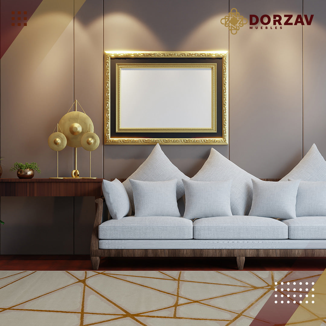 Tapete Decorativo Elif U6029 Oro / Taupe – Geométrico · Interior