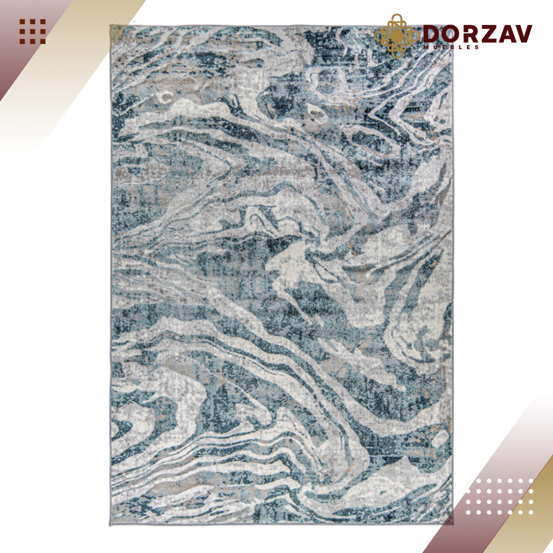 Tapete Decorativo Erzin T9005 Azul / Crema – Abstracto · Interior