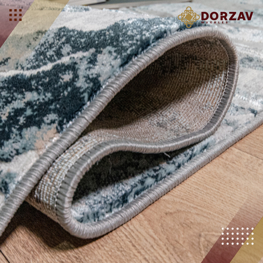Tapete Decorativo Erzin T9005 Azul / Crema – Abstracto · Interior