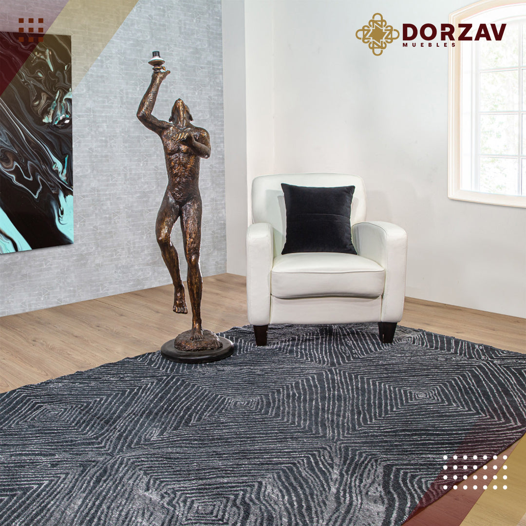 Tapete Decorativo Kabala T8020 Gris / Negro – Geométrico · Interior