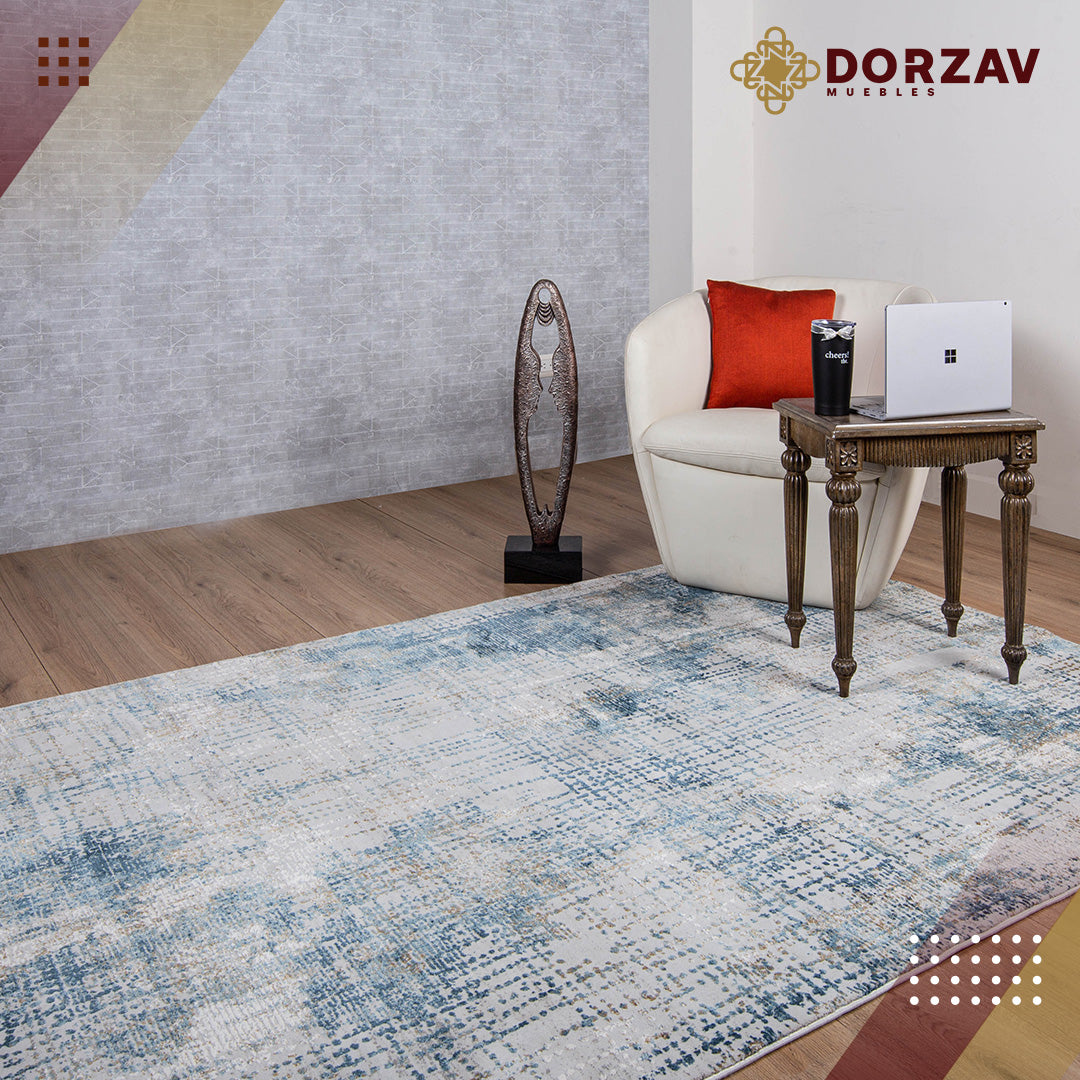 Tapete Decorativo Kemer T2135 Crema / Azul – Abstracto · Interior