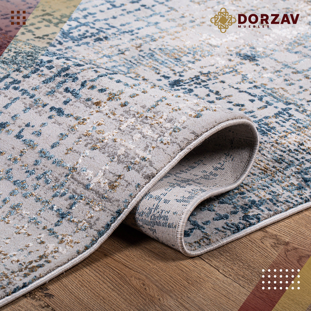 Tapete Decorativo Kemer T2135 Crema / Azul – Abstracto · Interior