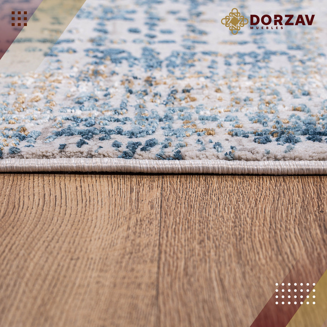 Tapete Decorativo Kemer T2135 Crema / Azul – Abstracto · Interior