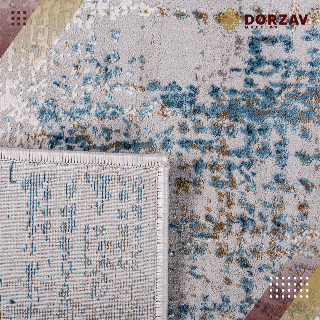 Tapete Decorativo Kemer T2135 Crema / Azul – Abstracto · Interior