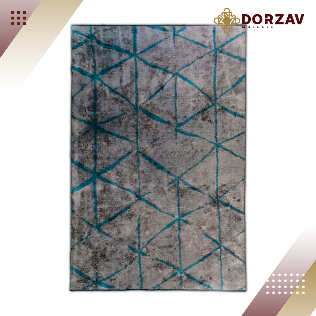 Tapete Decorativo Kabala T8004 Gris / Verde – Geométrico · Interior