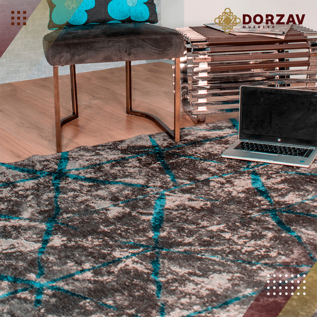 Tapete Decorativo Kabala T8004 Gris / Verde – Geométrico · Interior