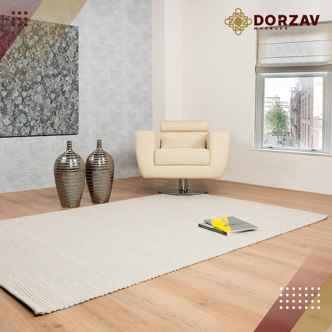 Tapete Decorativo Saira D1004 Marfil / Plata – Natural · Interior