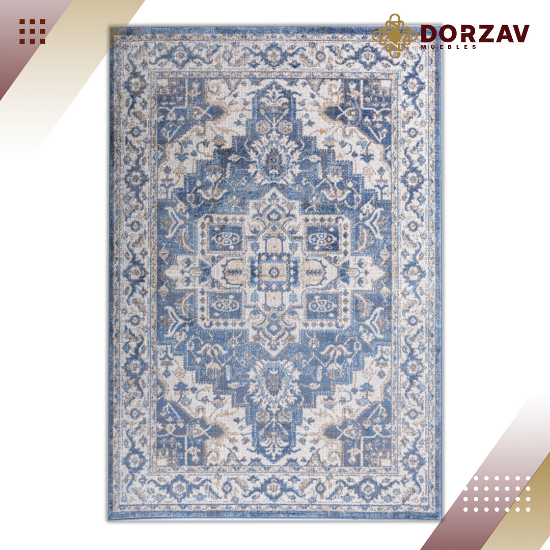 Tapete Decorativo Samara U2026 Azul / Crema – Clásico · Interior