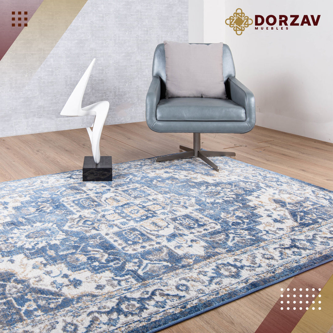 Tapete Decorativo Samara U2026 Azul / Crema – Clásico · Interior