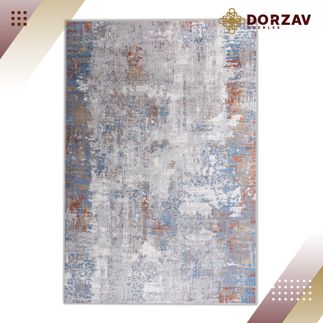 Tapete Decorativo Siena U2034 Azul / Ocre – Abstracto · Interior