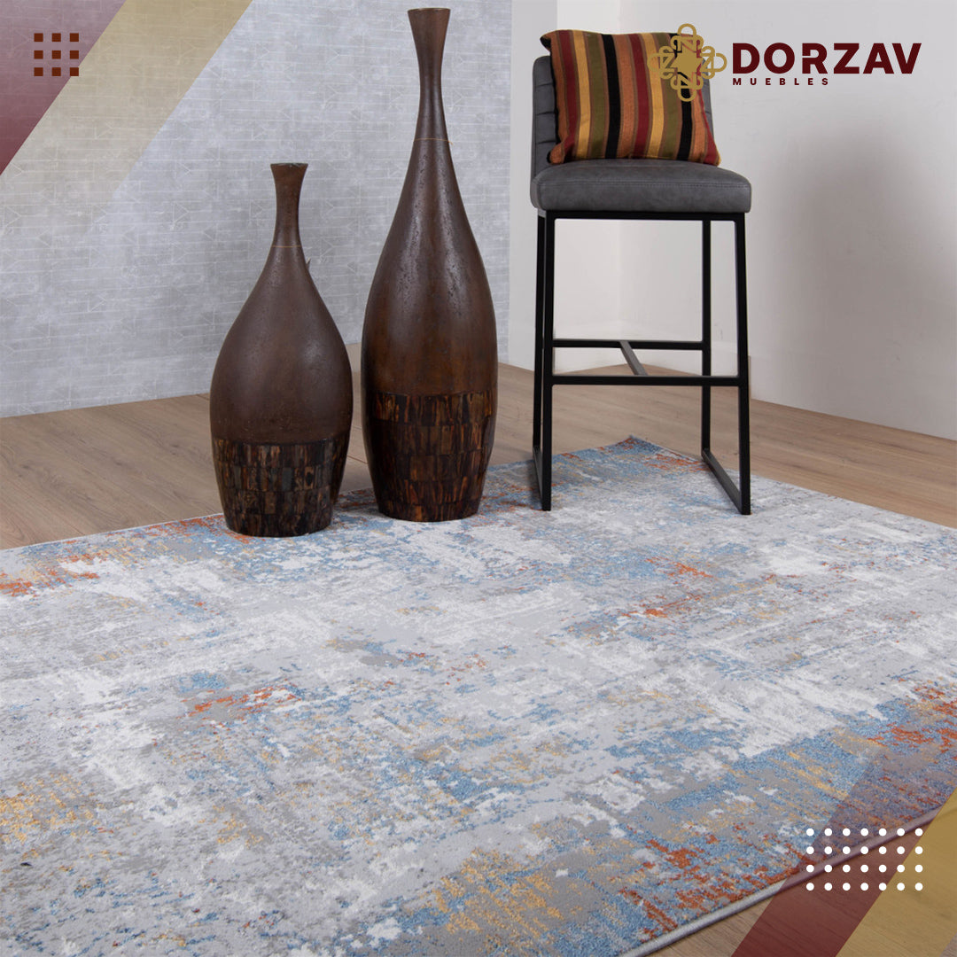 Tapete Decorativo Siena U2034 Azul / Ocre – Abstracto · Interior