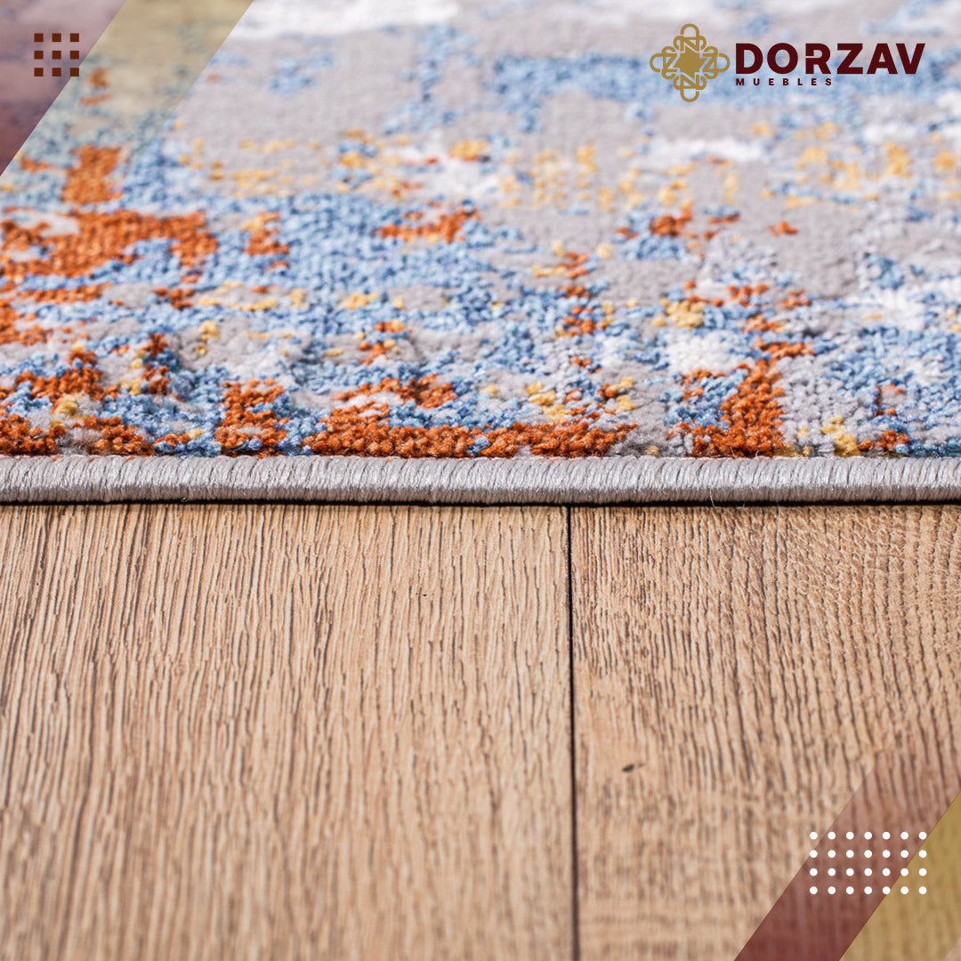 Tapete Decorativo Siena U2034 Azul / Ocre – Abstracto · Interior