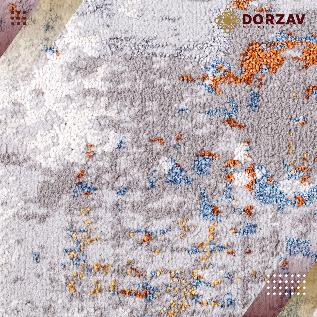 Tapete Decorativo Siena U2034 Azul / Ocre – Abstracto · Interior