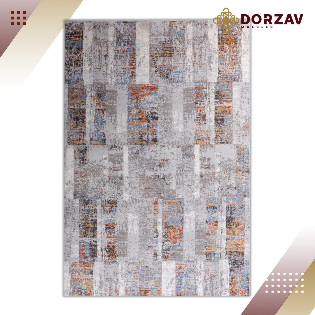 Tapete Decorativo Siena U2035 Azul / Ocre – Abstracto · Interior