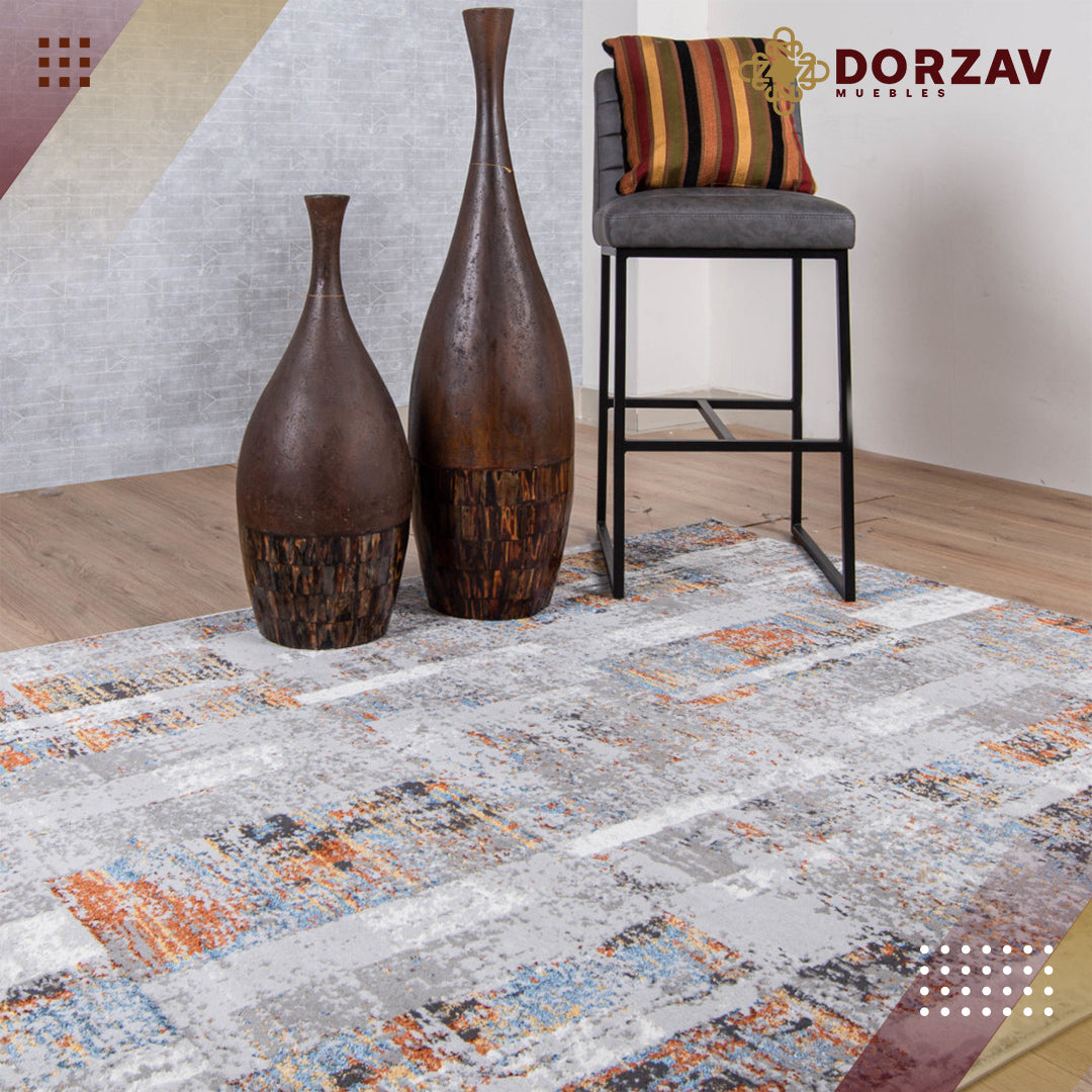 Tapete Decorativo Siena U2035 Azul / Ocre – Abstracto · Interior
