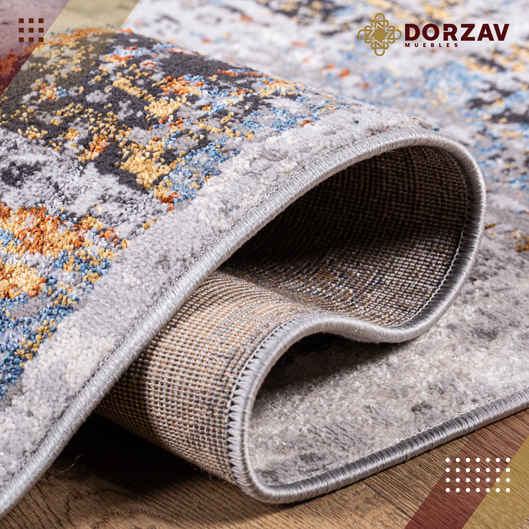 Tapete Decorativo Siena U2035 Azul / Ocre – Abstracto · Interior