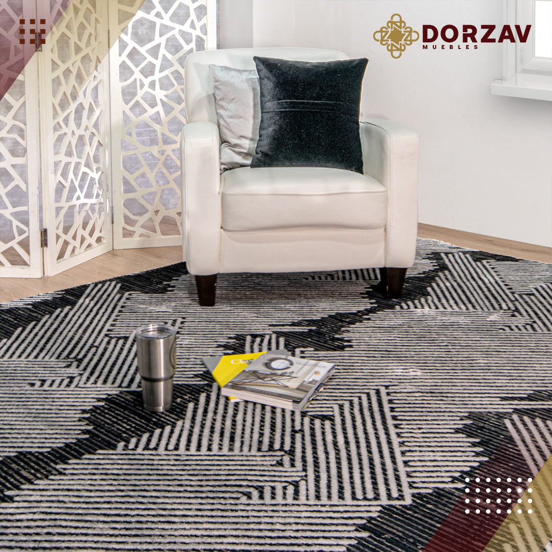 Tapete Decorativo Silvan T2149 Azul / Crema – Geométrico · Interior
