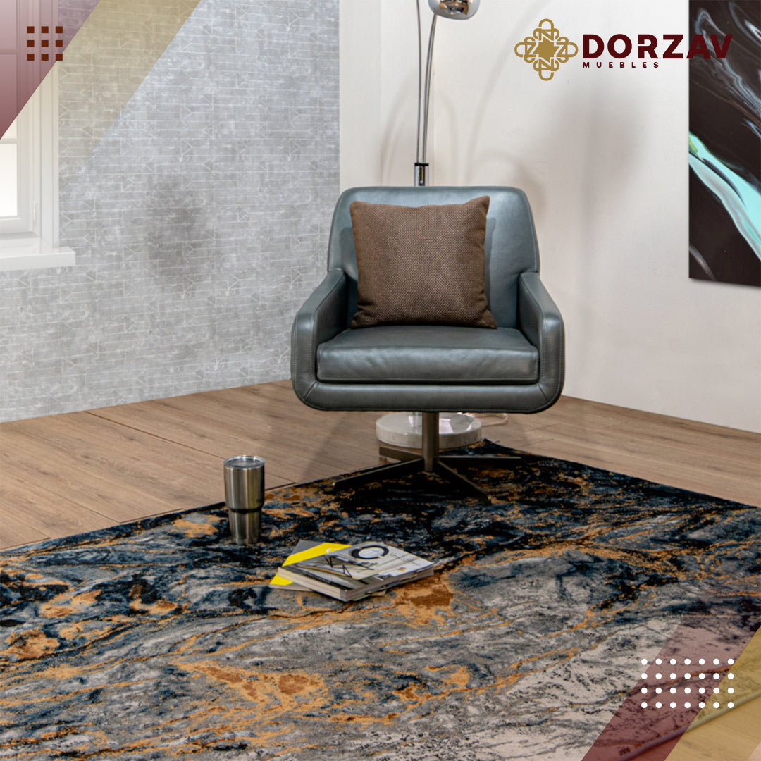 Tapete Decorativo Sirit T5127 Azul / Oro – Abstracto · Interior