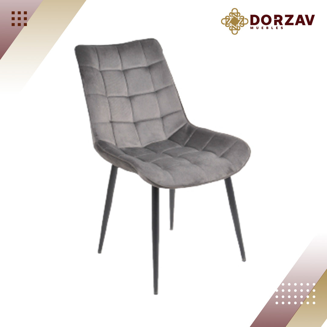 Silla Dakotta Velvet Gris Patas Metal/Negro