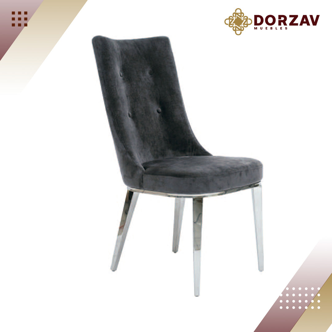Silla Deseo 4 Botones Velvet Gris