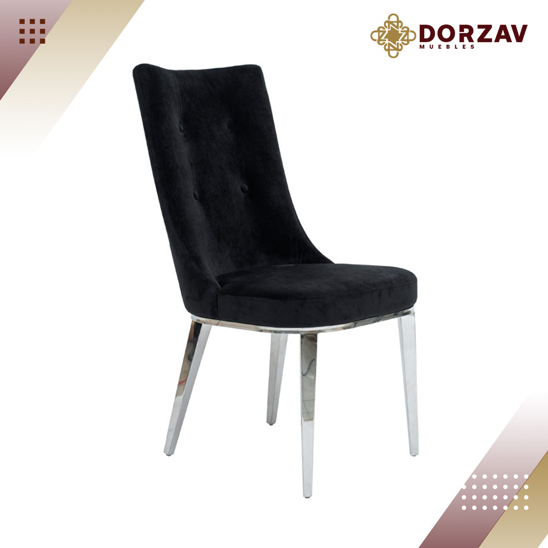 Silla Deseo 4 Botones Velvet Negro