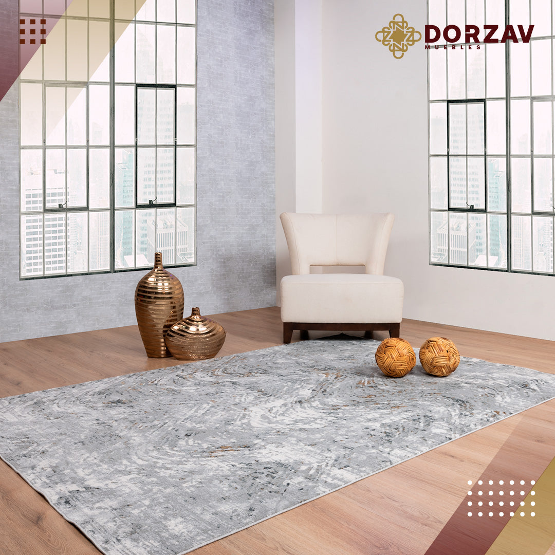 Tapete Decorativo Yasar U2043 Gris / Oro – Abstracto · Interior