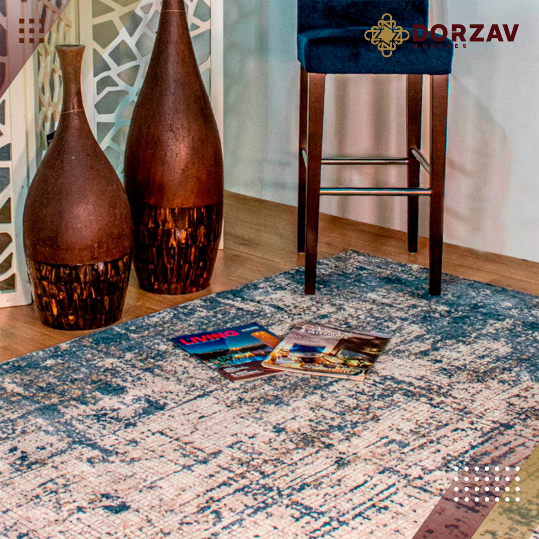 Tapete Decorativo Mardin T4004 Azul / Crema – Abstracto · Interior