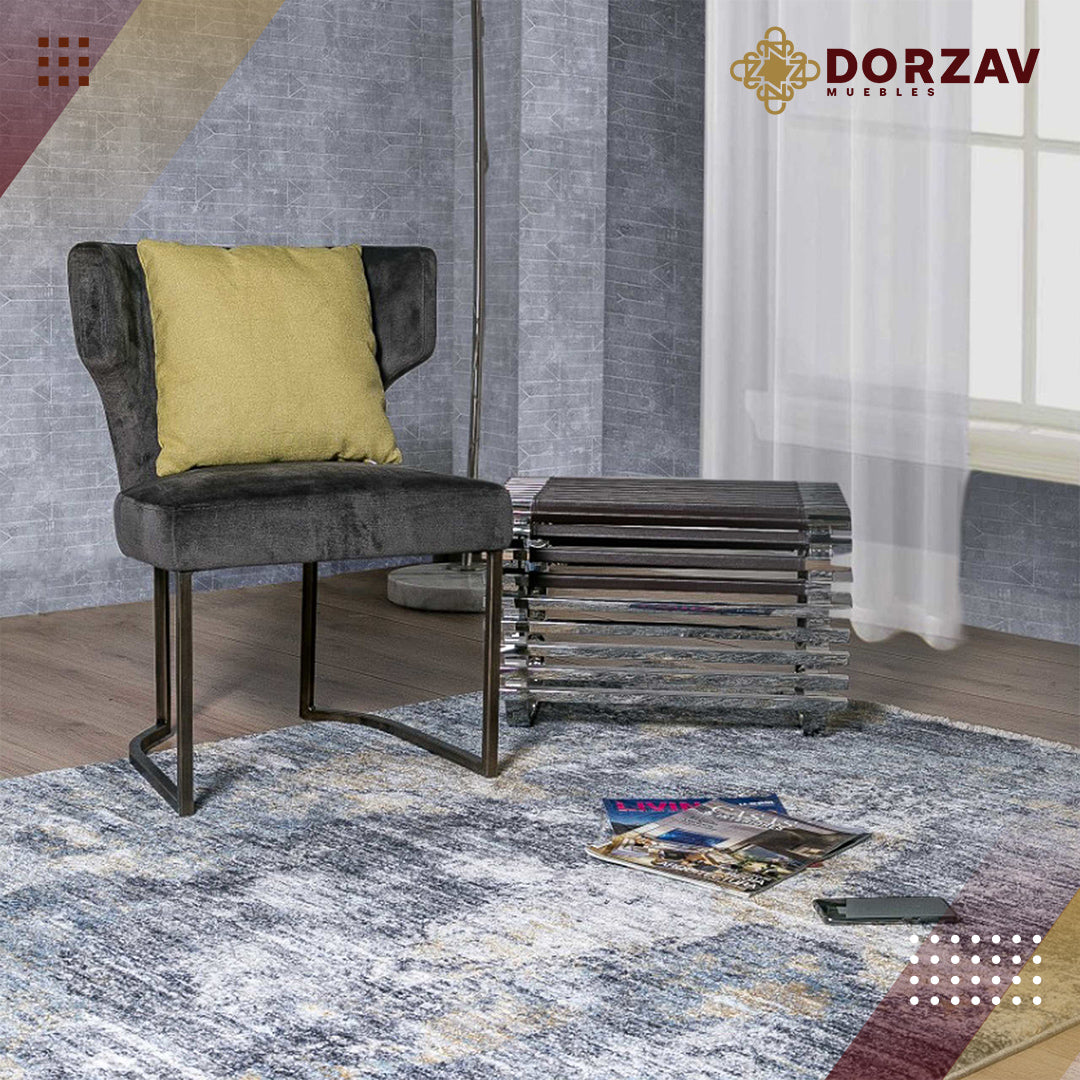 Tapete Decorativo Yenice T7008 Gris / Azul – Abstracto · Interior